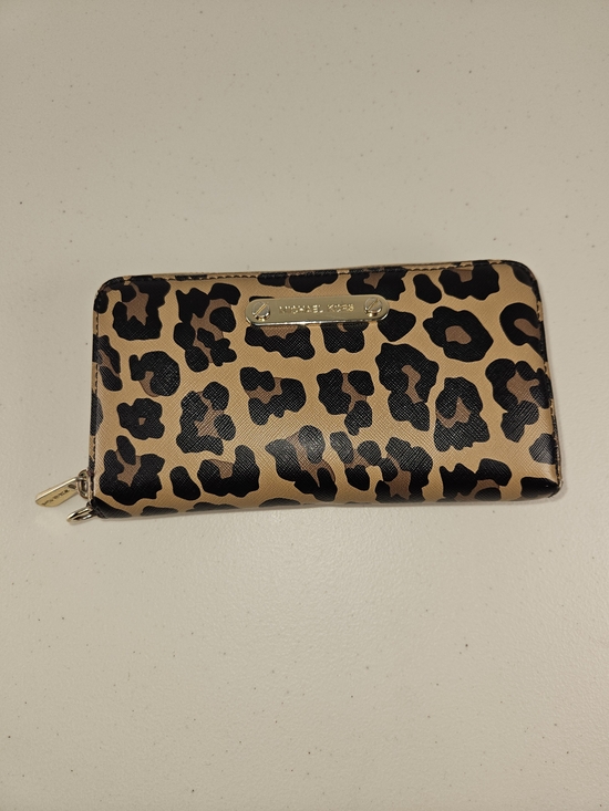 Michael Kors Handbags - Michael Kors Leopard Zip Wallet in Tan and Black